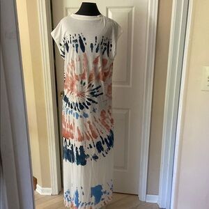 Tie-Dye Maxi Dress in Blue and Orange